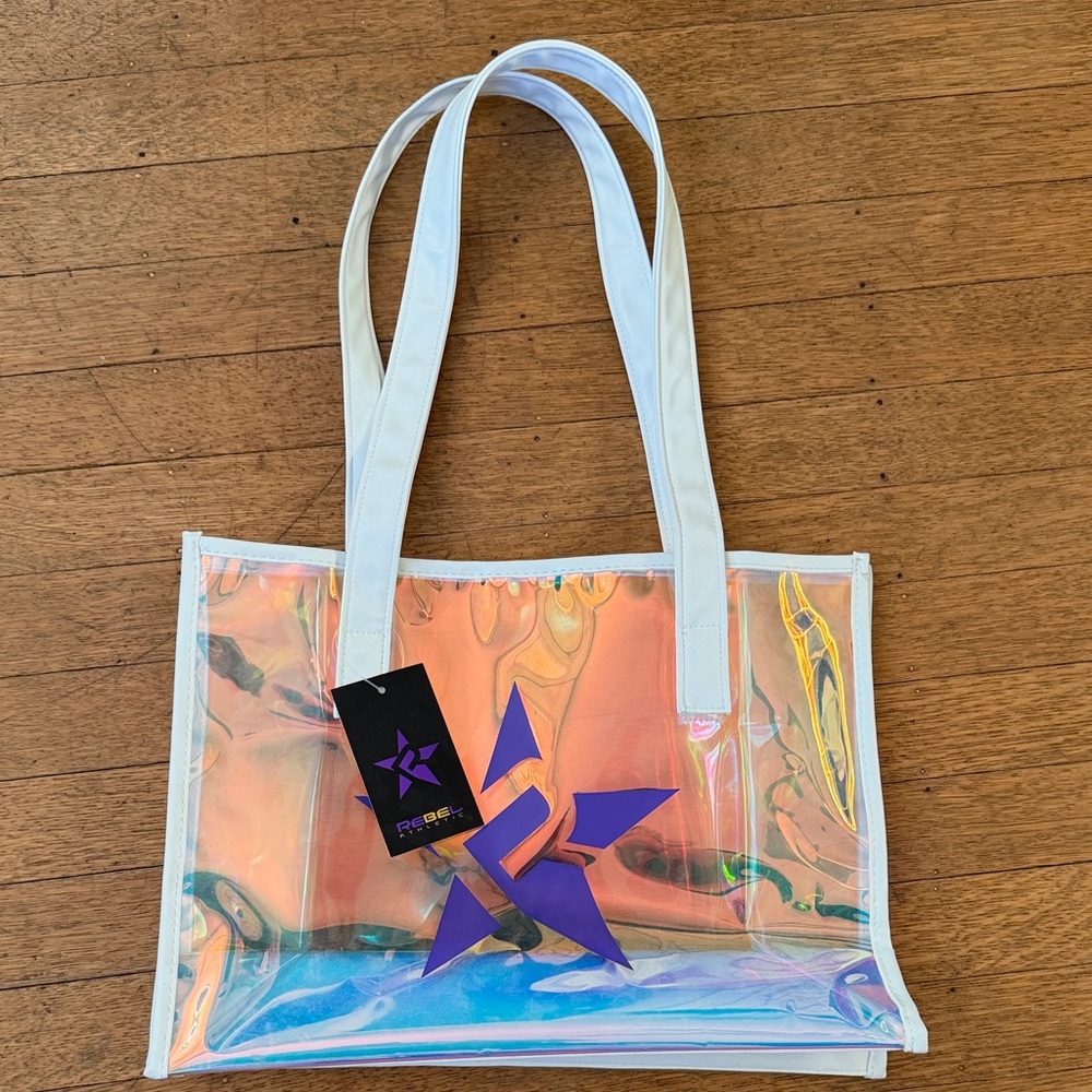 Rebel Cheer Holographic Tote Bag - White and Iridescent, NWT